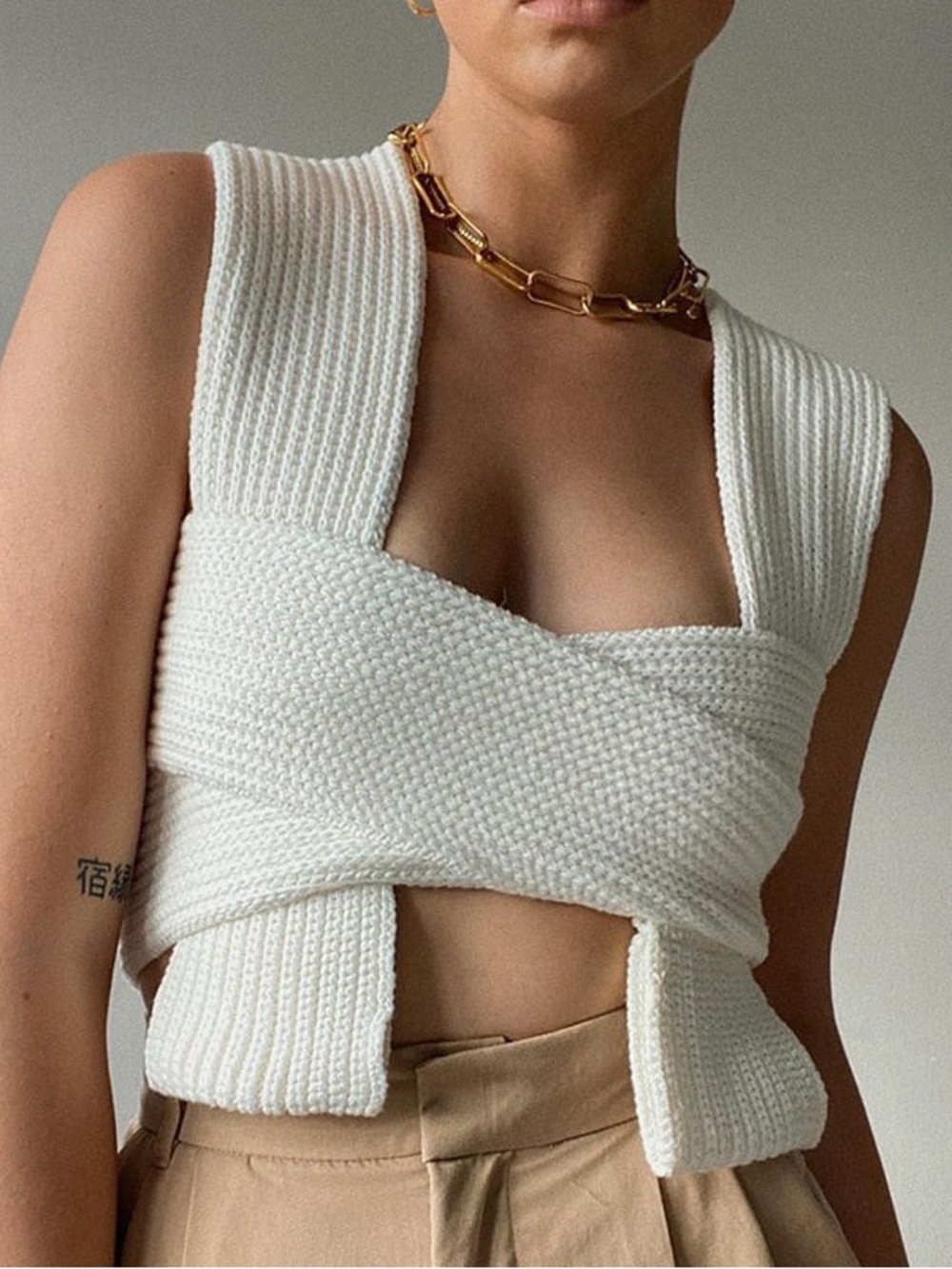 Rumours Let It Be Wrap Knit Multi-Style Top, Size S/M, Dark Brown